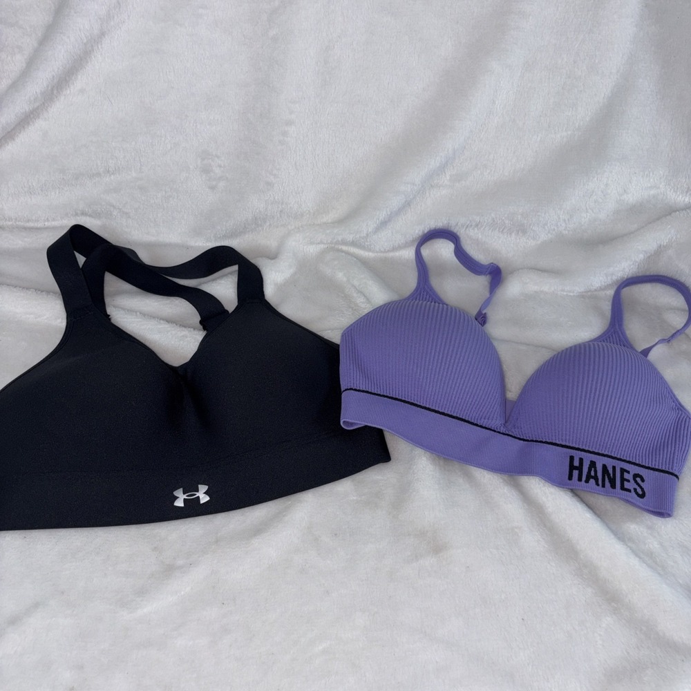 Lot‎ Of 2 Sports bras for women XS Under Armour High Impact Hanes Comfort Flex